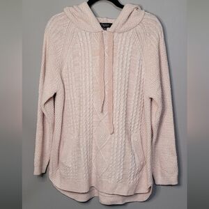 Papillon Women's Soft Pink Hooded Sweater Cozy Knit XL